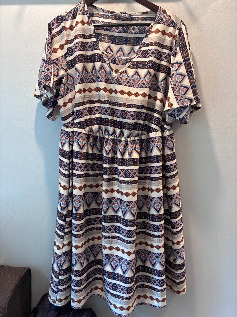 Bloomchic Bandana Print Pocket Ruffle Keyhole Knee Dress Multicolor / 14-16/1X